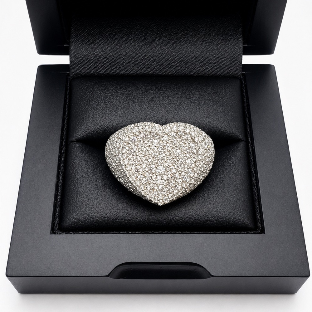 925 Sterling Silver 5.00CT MOISSANITE Heart Men’s Ring Size 11 or 12